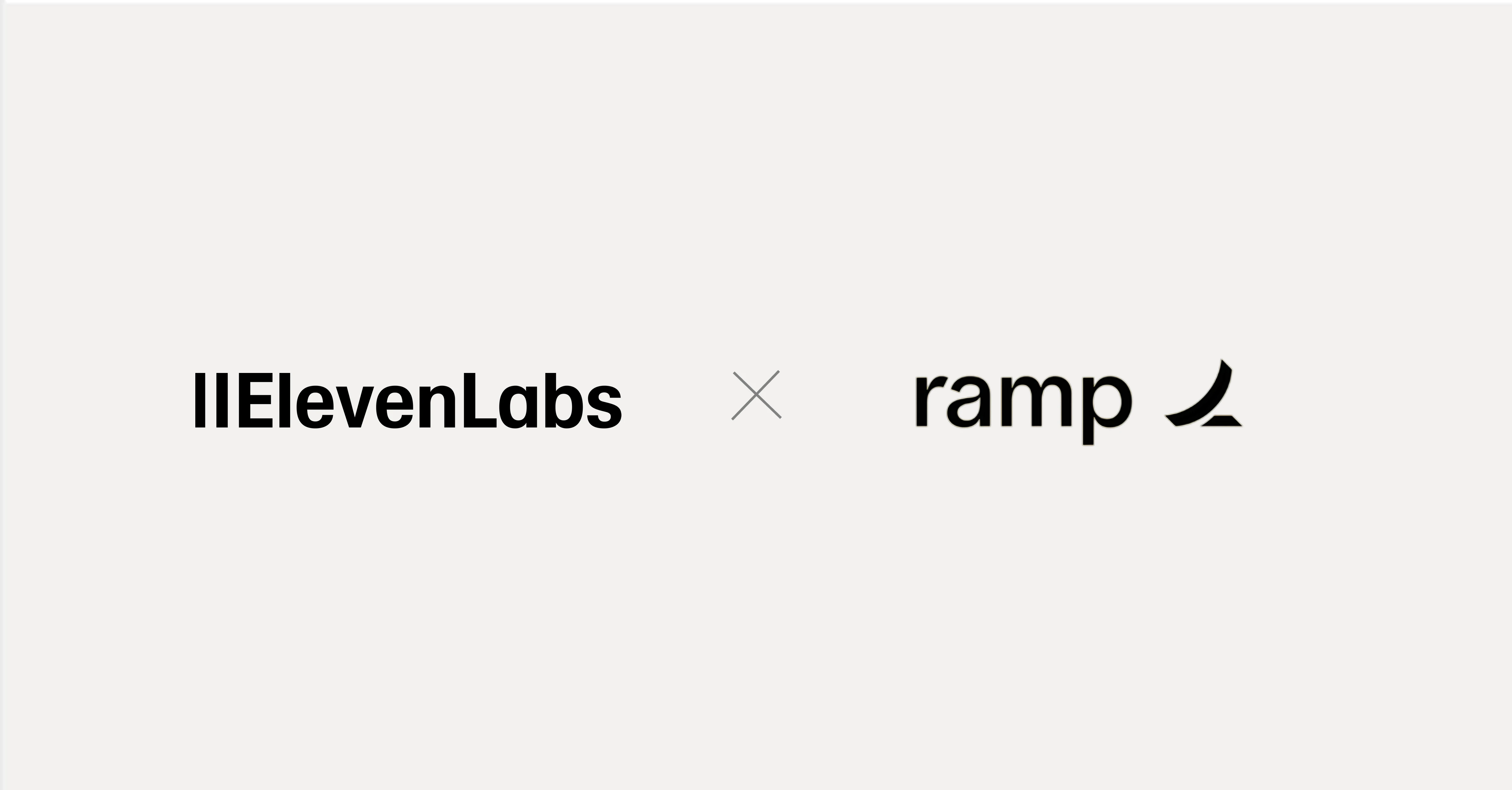 ElevenLabs and Ramp logos side by side, symbolizing collaboration.