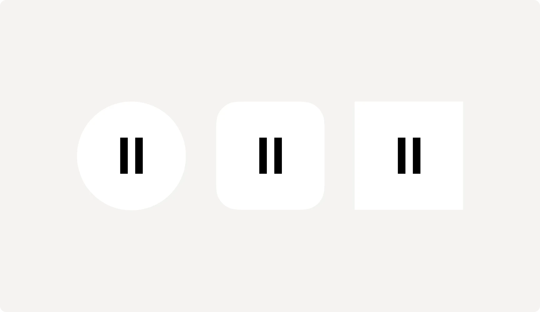Three pause icons: circular, rounded square, and square.